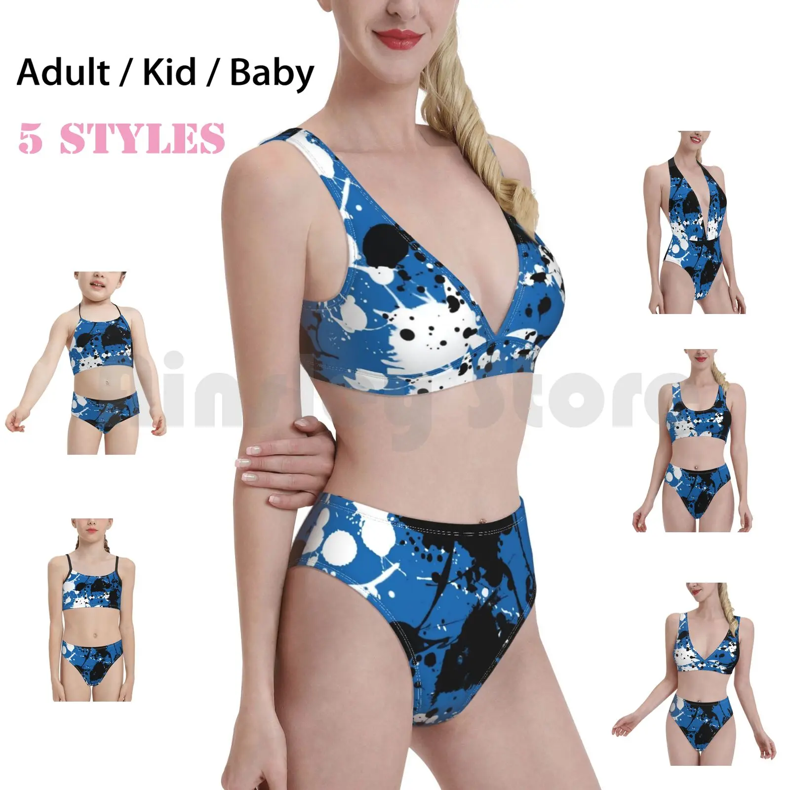 Купальник-бикини с высокой талией рисунком | Женская одежда