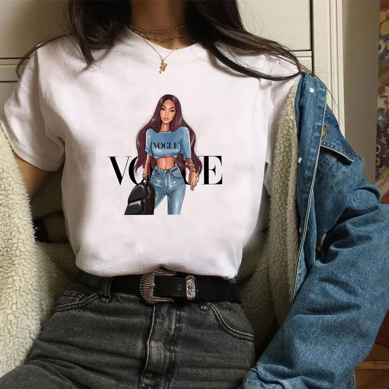 Poleras Mujer De Moda летняя футболка Женская Vogue с буквенным принтом Vogue Harajuku футболка плюс размер панк Футболка Camiseta Mujer