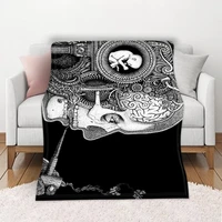 hawkalice skull throw blanket fit couch sofa recliner for bedroom horror holiday decor blanket flannel lightweight 59x86 inches