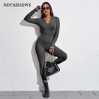 2022 весенний пикантный комбинезон в рубчик, облегающие серые и белые комбинезоны, женский комбинезон с длинным рукавом, женский короткий комбинезон с ярлыком на удачу