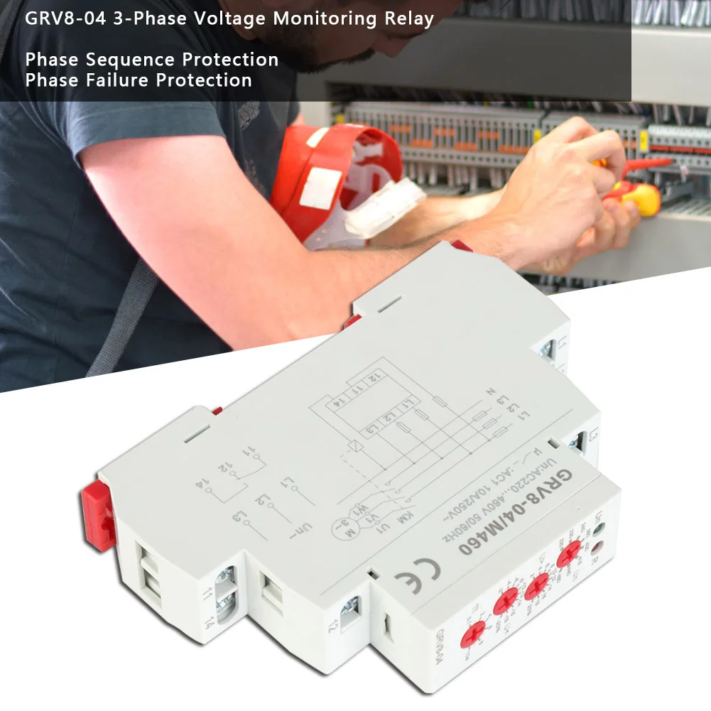 

GRV8-04 3-Phase Voltage Monitoring Relay Under Over Voltage Protector Voltage Monitoring Sequence Protection Relay for Tower