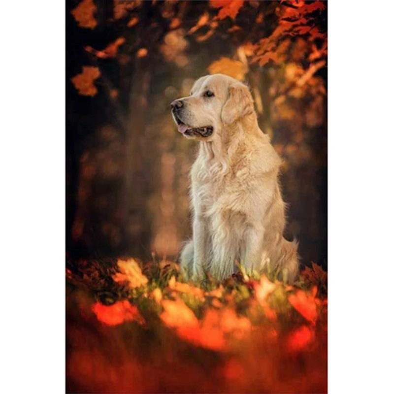 

Square Diamond Painting Animal Dog Golden Retriever Natural Jungle Mural Kit 5D DIY Embroidery Round Home Decor Rhinestone Gift