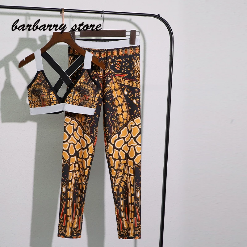 

2021 Spring summer New luxury designer high end swimsuit women's 9-point pants Tie Dye two-piece sports Yoga Fitness Women Cloth