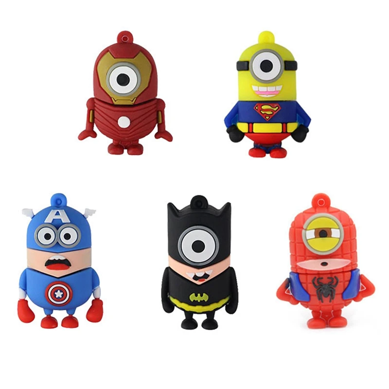 Флеш-накопитель с героями мультфильмов, Супер герои, Миньоны, USB 2,0, флеш-карта памяти, флешка, 8 ГБ, 16 ГБ, 32 ГБ, 64 ГБ, 128 ГБ, USB флеш-накопитель, u-диск