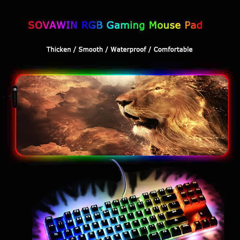 Большой USB проводной RGB коврик для мыши XGZ Lion с регулируемой яркостью и