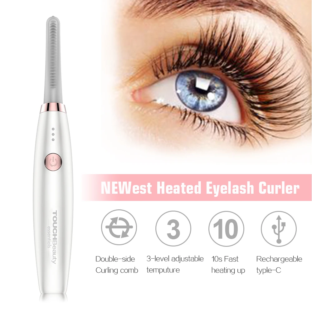 Electric Heated Eyelash Curler, TOUCHBeauty Rechargeable Lash Curler, Heated Eyelash Curler, Eye Lash Curler-Fast Heating Up