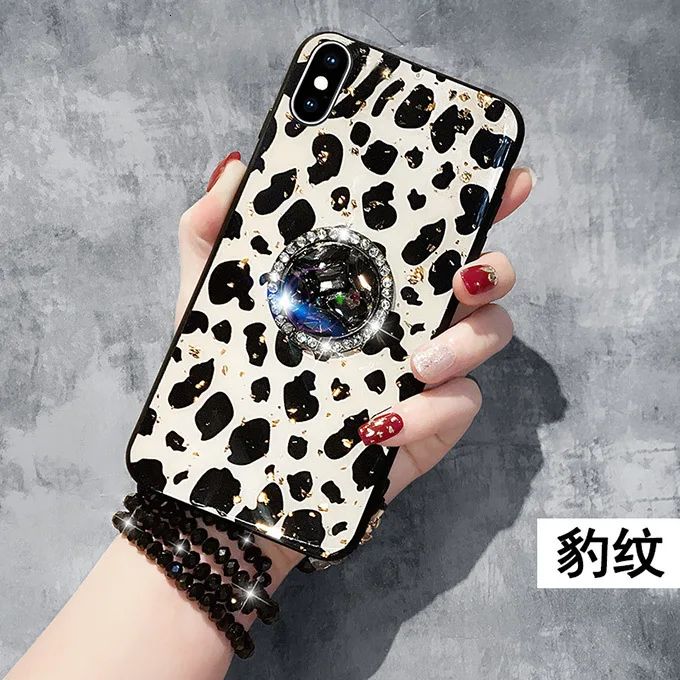 A3 Роскошный Блестящий 3D чехол с леопардовым принтом для iPhone 6, 7, 8 Plus, X, XR, Xs, Max, Кристальный держатель для samsung S8, S9, S10, Note 8, 9, чехол - Цвет: A3