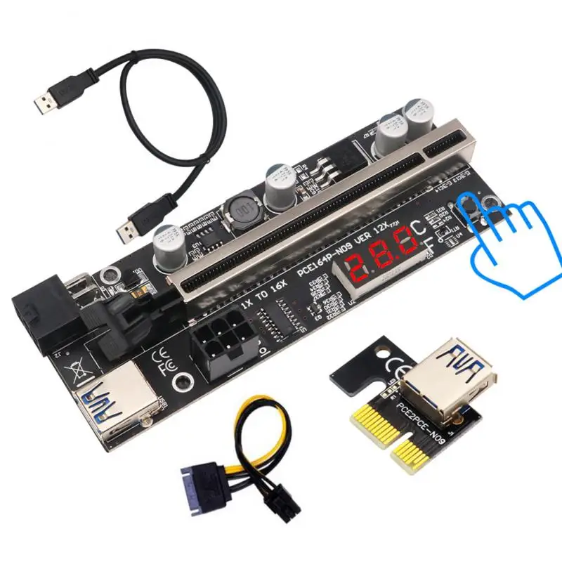 

Райзер VER009 USB3.0 PCI-E, Райзер VER 009S PLUS Express 1X 4x8x 16x, Райзер-адаптер Pcie, карта SATA, от 15pin до 6pin питания, от 1 до 10 шт.