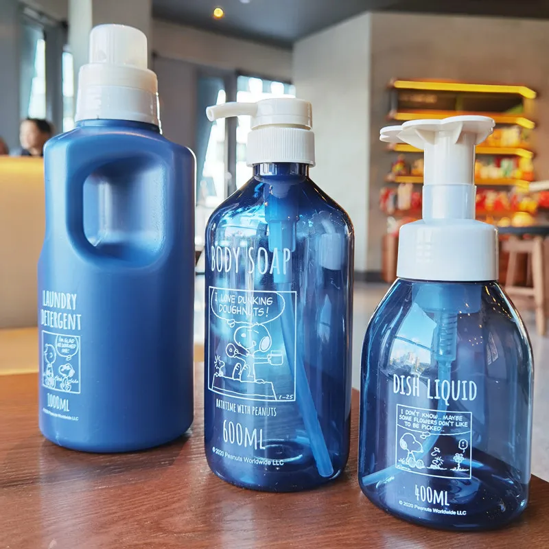 400ml~1000ml Blue Soap Dispenser Bottle Hand Sanitizer Bottle Cosmetics Shampoo Body Wash Lotion Bottle Cartoon Empty Bottle