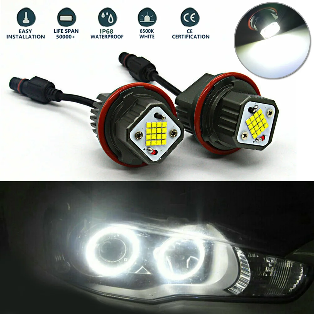 

6000K Angel eye light 4800LM LED Halo For BMW E39 E60 E63 X5 Replacement