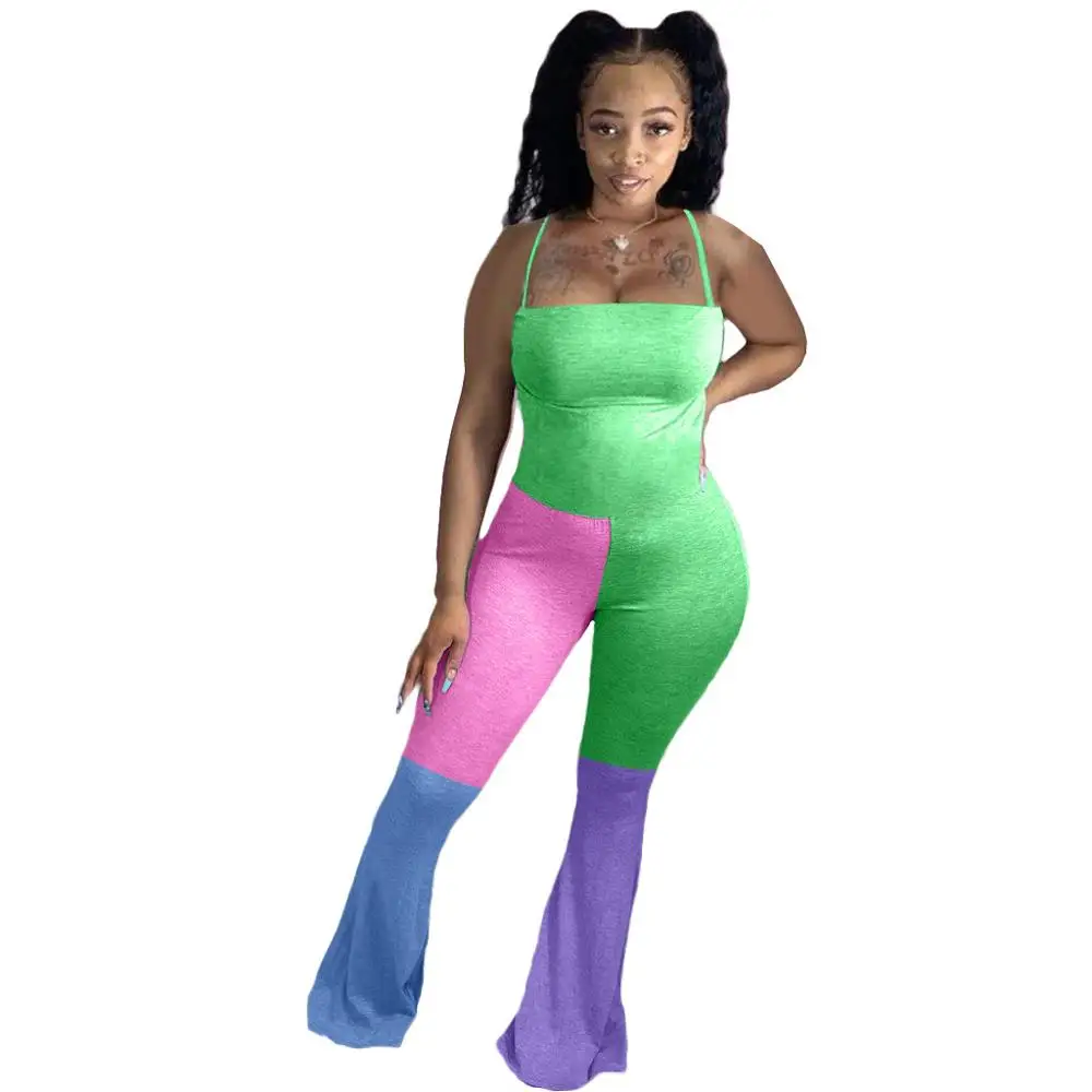 Женский комбинезон на бретелях-спагетти без рукавов