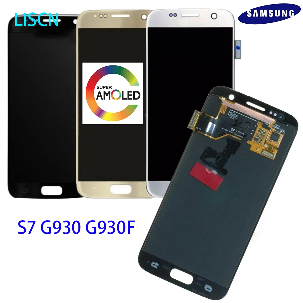 LISCN Оригинал супер AMOLED S7 ЖК SAMSUNG Galaxy G930 G930F дисплей сенсорный экран дигитайзер