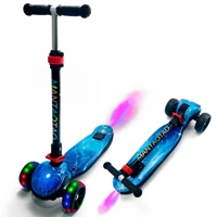 aluminium alloy foldable scooter for children with led lights with pu rubber three wheel scooter kick foot scooter skateboard