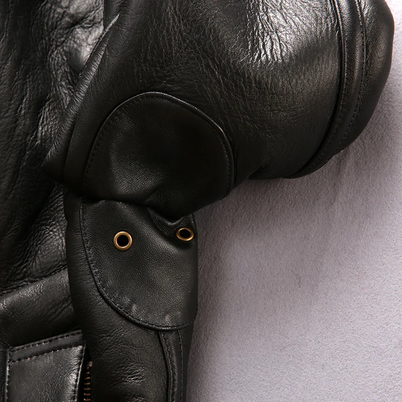 

Men Shearling New Genuine Leather Sheepskin Jacket Casual Wool Liner Winter Russia Coats