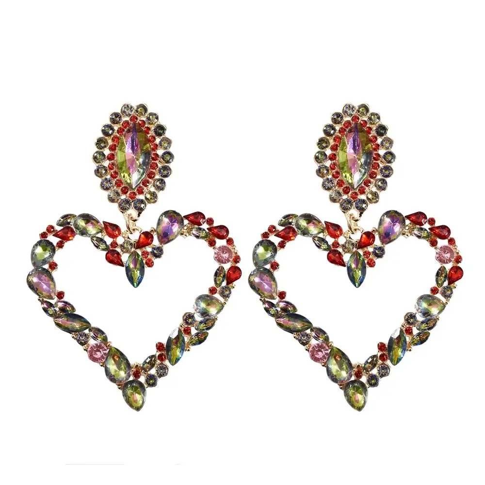 Корейские серьги в форме сердца стразы квадратные геометрические Висячие для