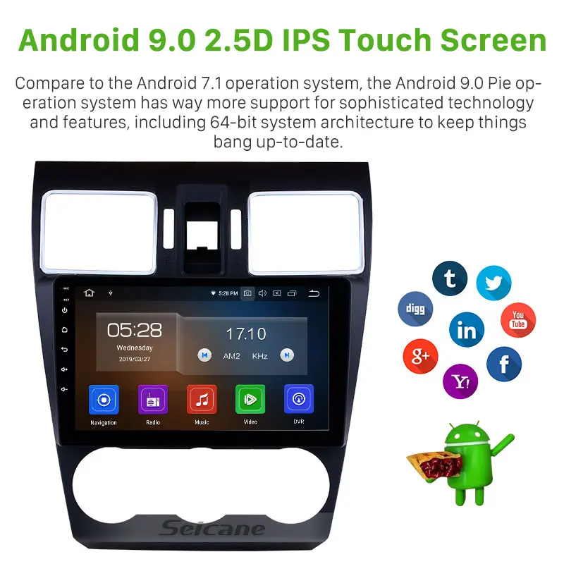 Seicane автомобильный 2Din Авторадио Android9.0 HD 9 &quotGPS Navi аудио для Subaru WRX forester 2014 2015 2016