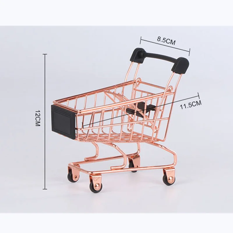 

Creative Storage Basket Simulation Mini Shopping Cart Supermarket Trolley Debris Storage Boxs Mini Supermarket Handcart Toy