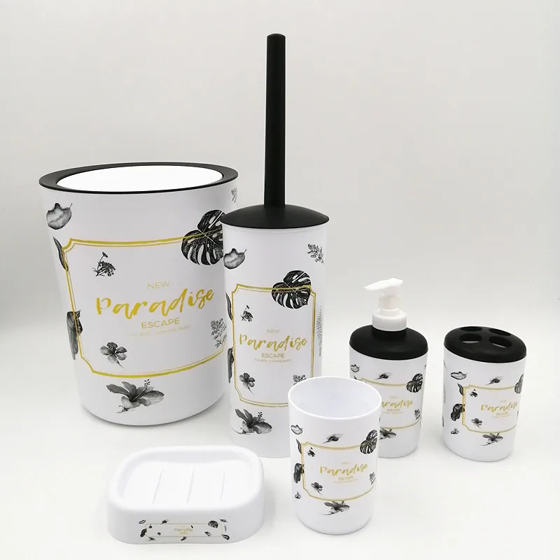 Набор аксессуаров для ванной комнаты с принтом 6 шт. держатель зубных щеток