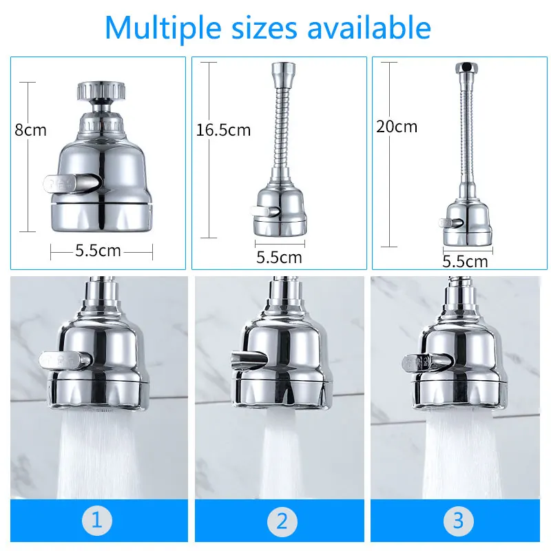 

360 Degree Rotatable Water Saving Faucet Kitchen Aerator Bubbler Adjustable Dual Mode Sprayer Filter Diffuser Nozzle Connector