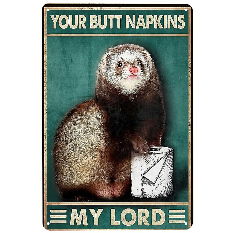 

Kawaii mink printed Vintage Metal Signs Retro Tin Signs Funny Poster Decor for Bar Pub Club Decoration for Living Room Home
