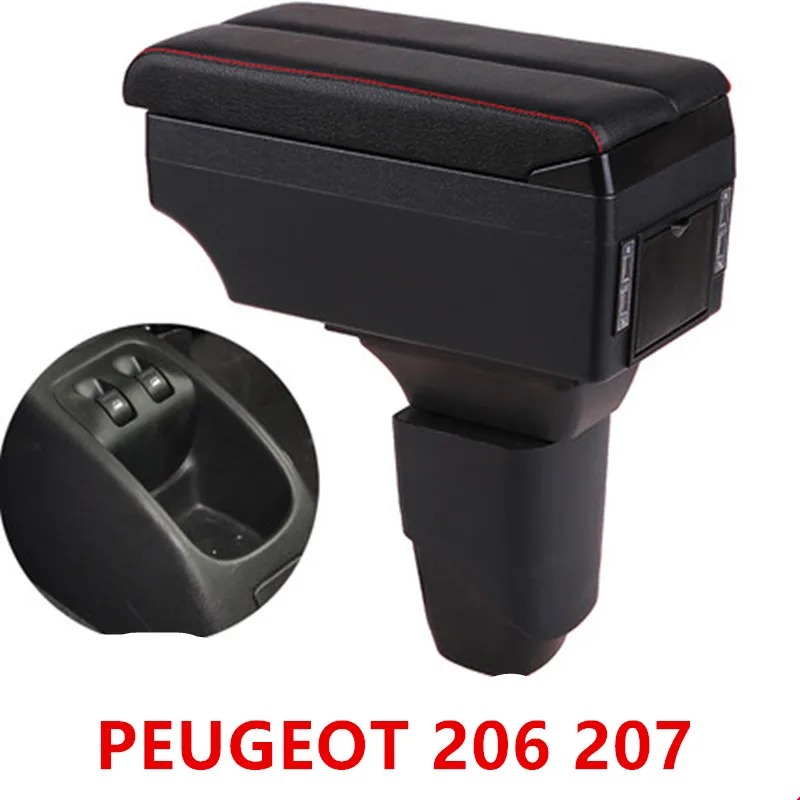 Для PEUGEOT 206 207 подлокотник коробка центральный магазин содержимое коробка автомобильный-стиль хранения центр консоль продукты интерьерные аксессуары