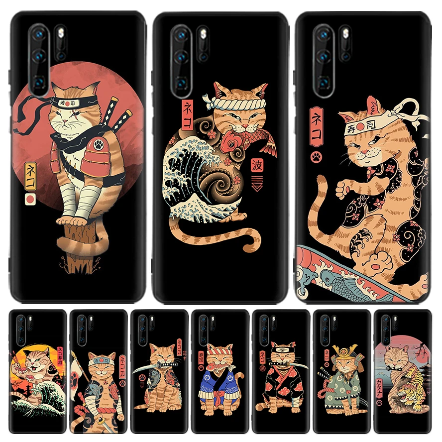 JAMULAR Neko рамен Японский кот аниме крутой силиконовый чехол Coque для Huawei P30 Lite P40 P20 Pro Mate 20 10 30 40 P Smart Z Plus + Ph