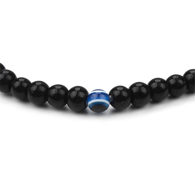 

Natural Stone Dull 6mm Polish Black Onyx Beads Bracelets Evil eye Polish Beads Handmade Jewelry Bracelet
