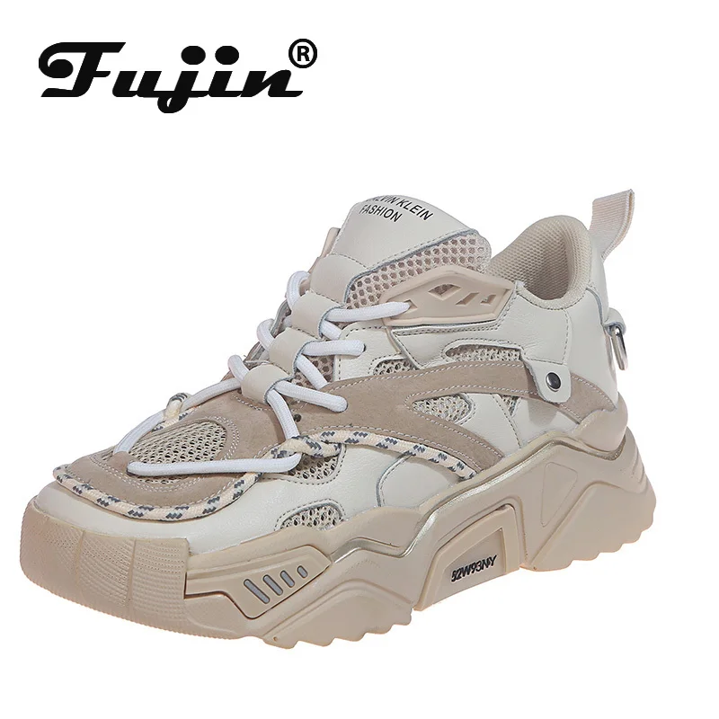 Женские кроссовки с перекрестной шнуровкой Fujin весенние из дышащего сетчатого