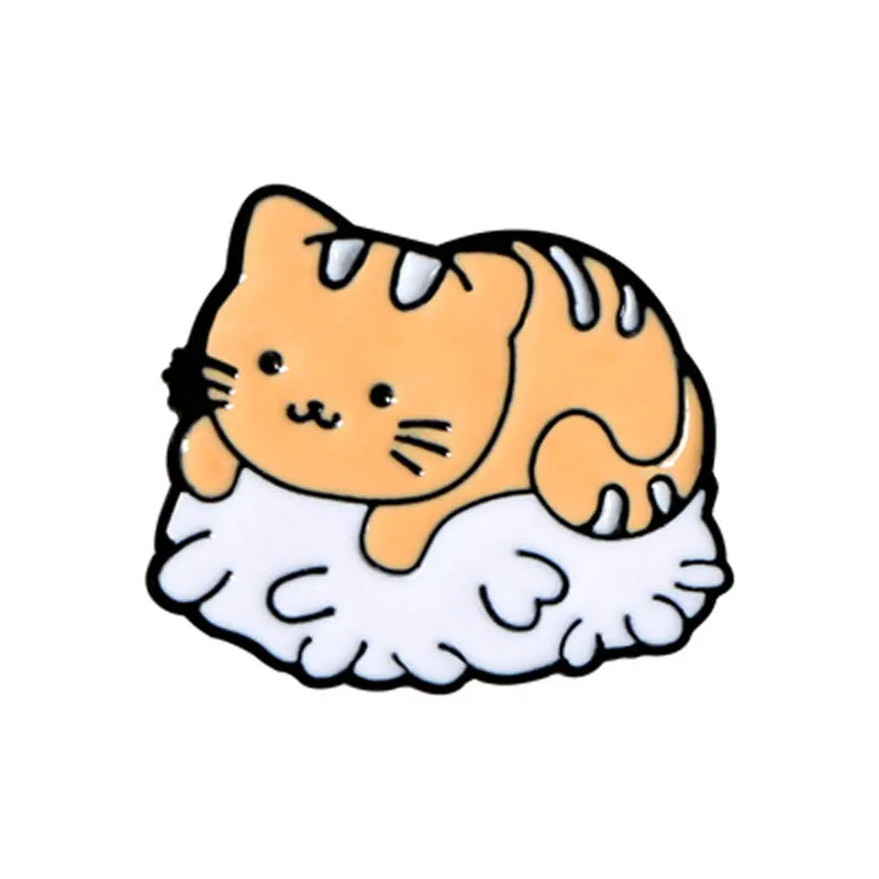 Cat Sushi Rice Ball Hard Enamel Pins Collect Animals Metal Cartoon Brooch Backpack Hat Bag Collar Lapel Badges Fashion Jewelry images - 6