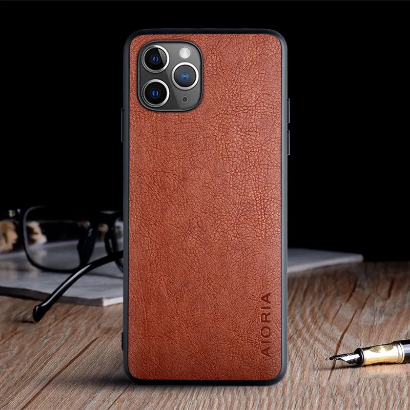 Case for iPhone 11 12 13 Pro Max Mini funda luxury Vintage Leather skin silicone capa for iphone 13 11 12 pro case cover coque