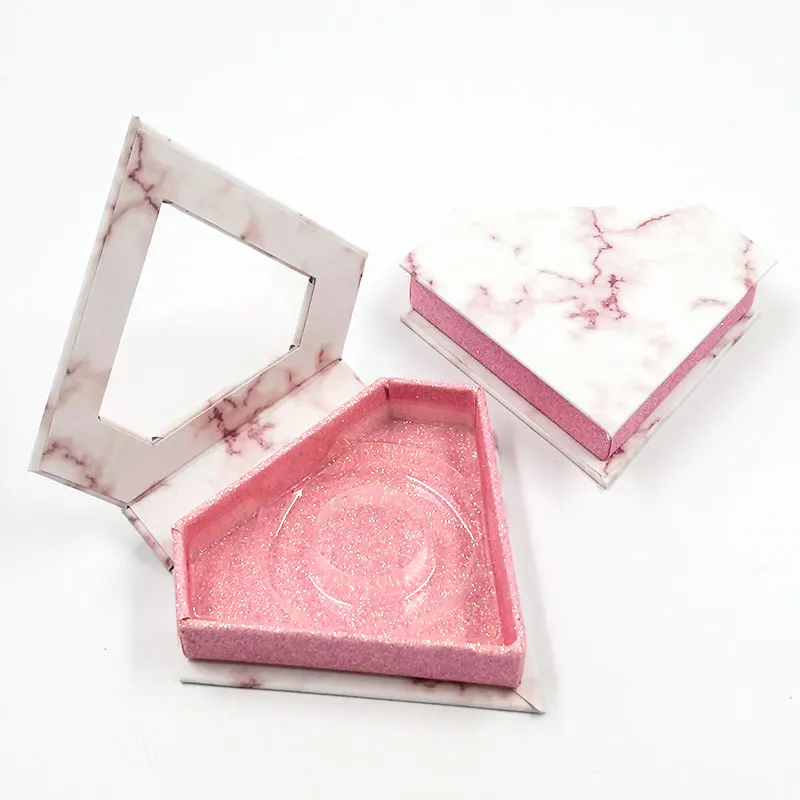 

Wholesale False Eyelash Packaging Marble Pink Box Lash Boxes Custom Faux Mink Eyelashes Package Cosmetic Magnetic Case Vendor