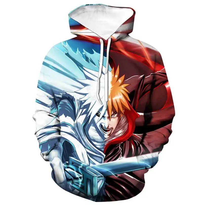

2021 New Anime Bleach 3D Printed Hoodies Men's Casual Hooded Sweatshirt Hip Hop Streetwear Hoodie Pullover Male Tops Oversized