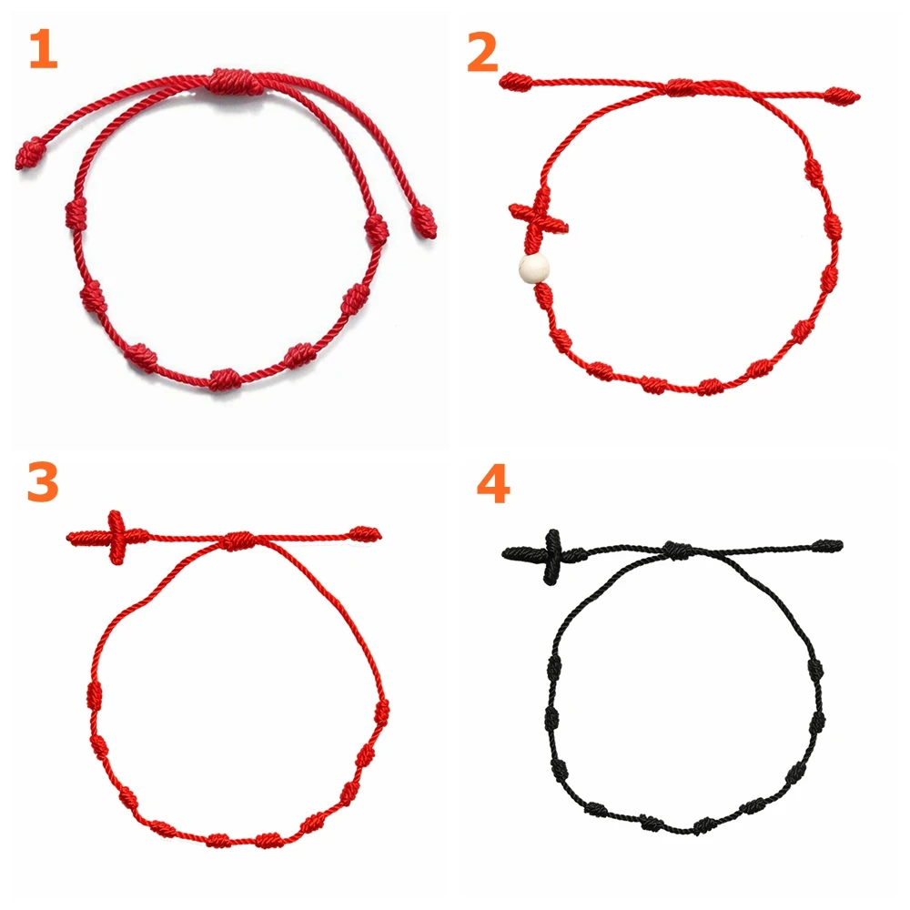 7 knots Красная Нить Браслет для защиты бралет 'Злой Глаз' и удачи амулет ткань