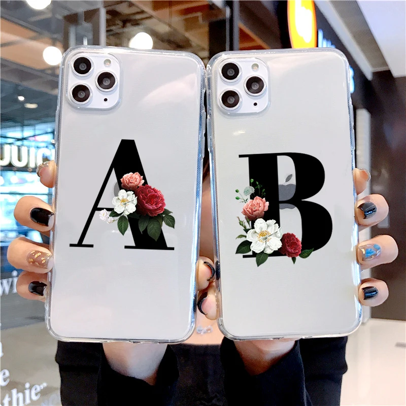 

Alphabet Letter Phone Case For iPhone XR 12 11 Pro XS Max X 7 Cases TPU For iPhone 7 6 6S 8 Plus 7Plus SE 2020 Transparent Cover