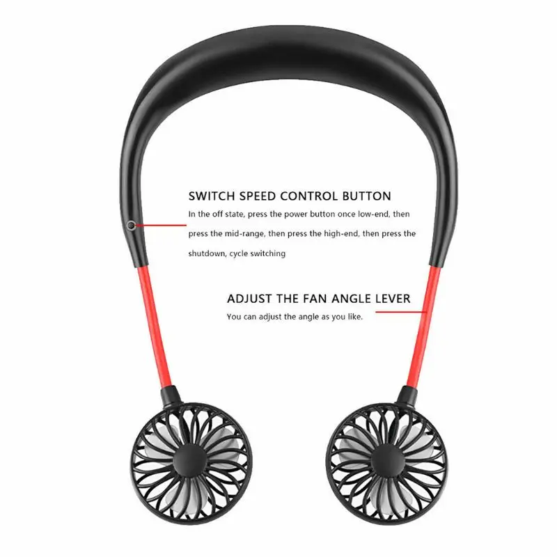 Hands-free Шея группа Hands-Free Висячие USB Перезаряжаемый двойной вентилятор мини воздушный охладитель летний портативный