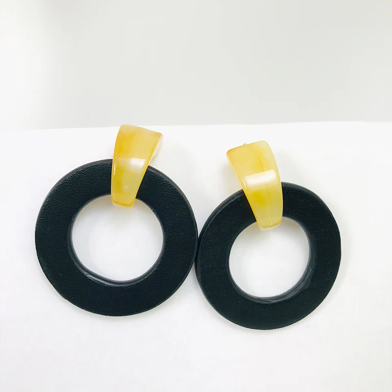 Cpop Новые простые круглые серьги из искусственной кожи для женщин модные