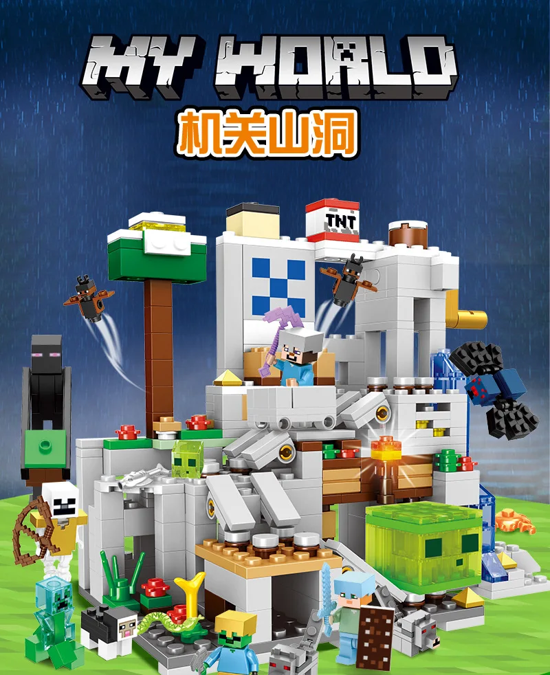 Совместимый с Legoinglys playmobil светильник в горную пещеру my minecraftinglys миры лифтом