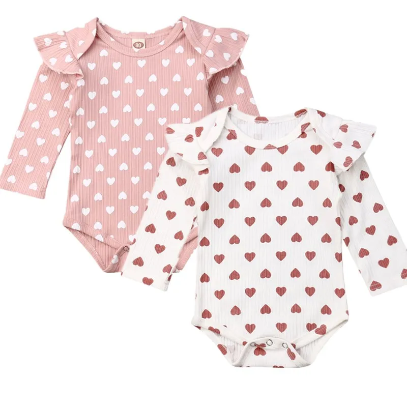 

0-24M Newborn Baby Girls Heart pattern Clothes Ruffle Romper Jumpsuit Autumn Outfit