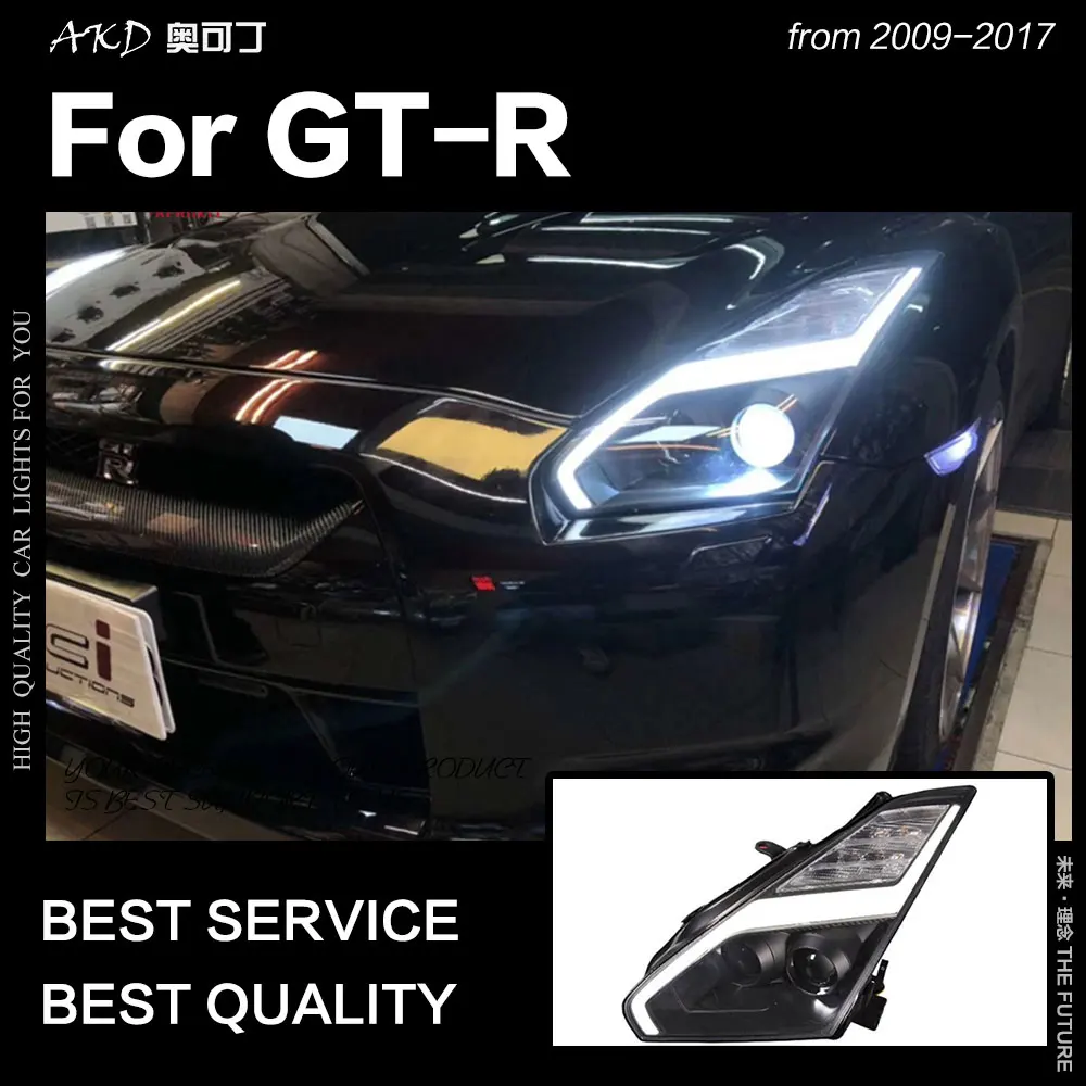 АКД стайлинга автомобилей фара для Nissan GT R фары 2009 2017 GTR светодиодный DRL Ангел глаз