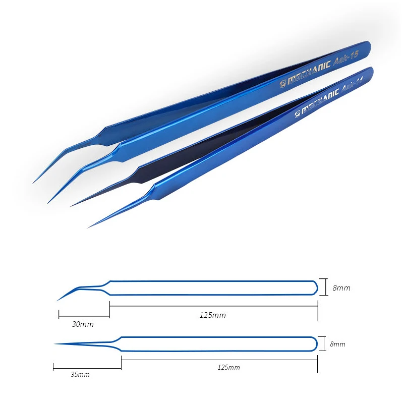 Пинцет MECHANIC Aak с утолщенными наконечниками Изогнутый длинный зажим красочный