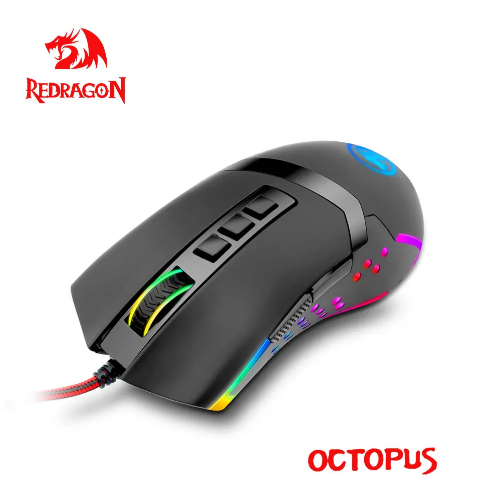 Игровая мышь Redragon Octopus M712 RGB USB Проводная 10000 точек/дюйм 9 Кнопок эргономичная для