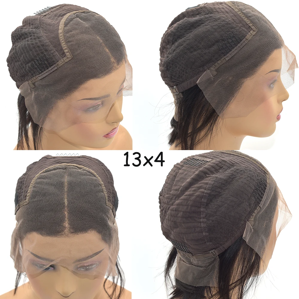 

Medium Brown 13x4 Lace Wigs For Women Highlight 4/27 Pixie Cut Wig Short Glueless Lace Front Human Hair Wigs PrePlucked 150 Remy