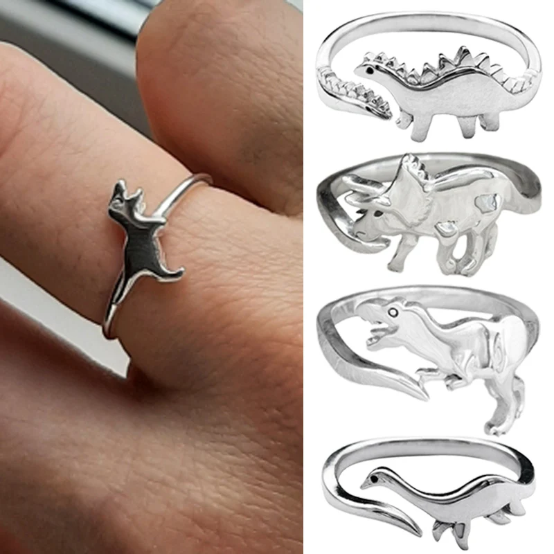 

Punk Dinosaur Couple Promise Rings for Women Men Dinosaur Gothic Dragon Ring Attendant Wedding Set Lover Gift Animal Jewelry