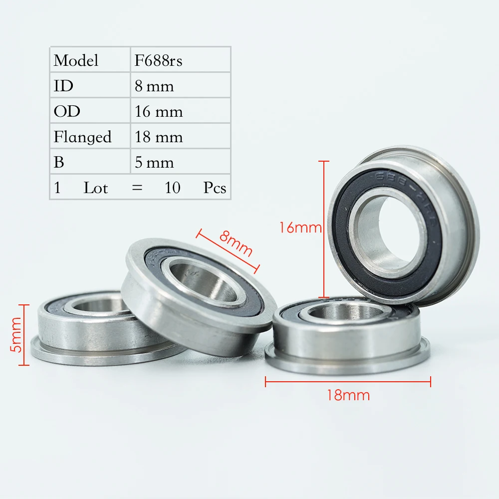 F688RS подшипник 8*16*5 мм ABEC-7 10 шт. F688-2RS фланцевые шарикоподшипники для движения VORON 0