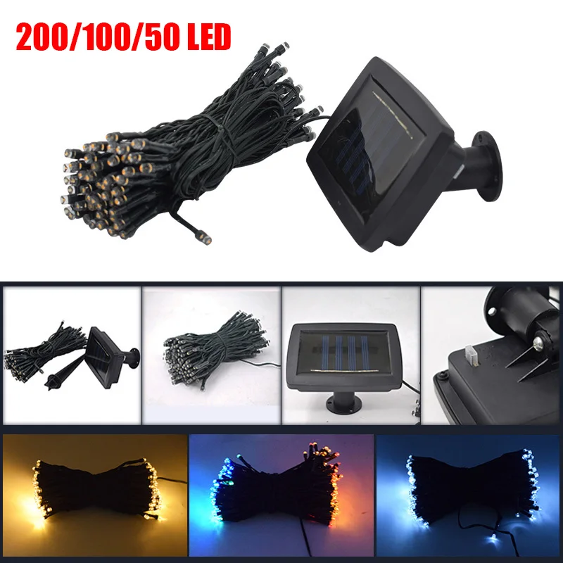 

Solar 200/100/50Led String Lights Christmas Outdoor Terrace And Garden Decoration Lamps Fairy Landscape Street Garlands
