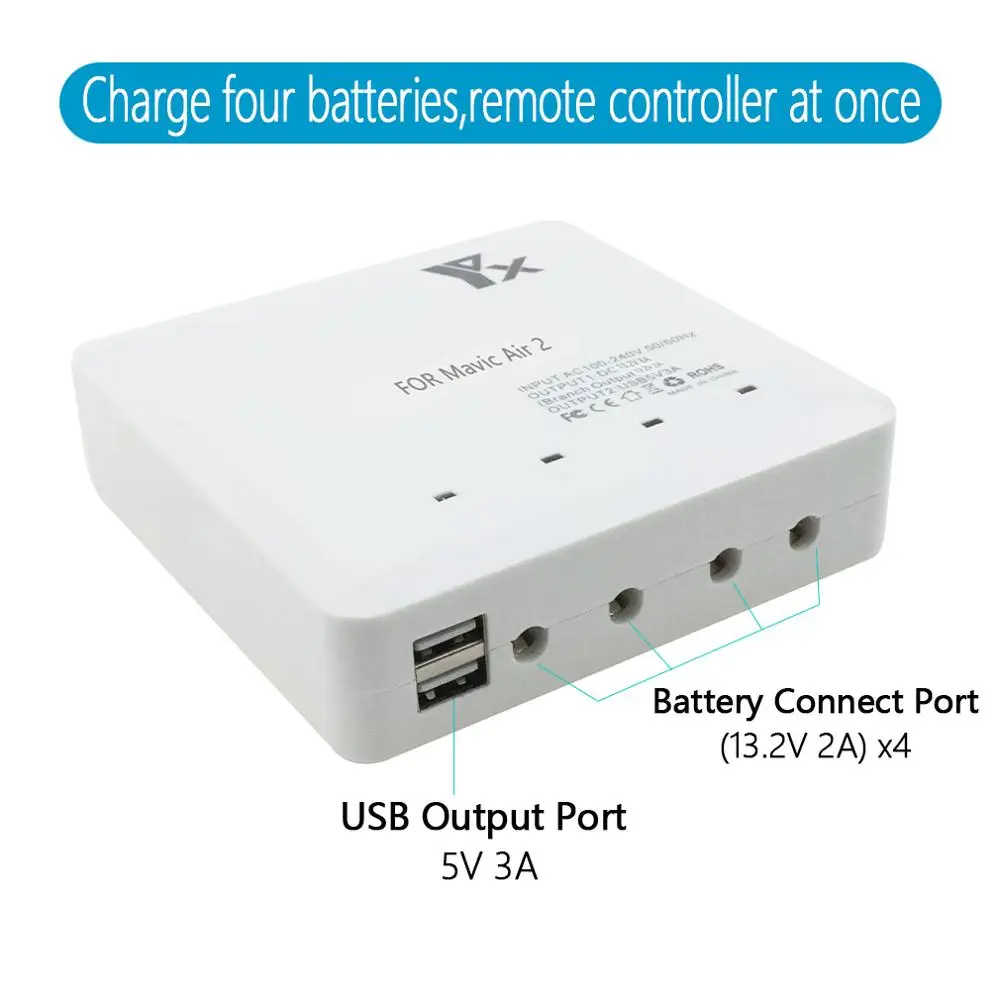 Зарядное устройство для DJI Mavic Air 2 мультизарядное с пультом дистанционного