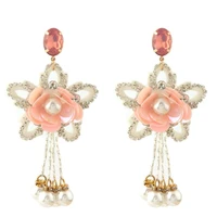 fashion bohemian pearl earrings for women dangle earrings handmade pentagram crystal earring fashion luxury wedding earrings