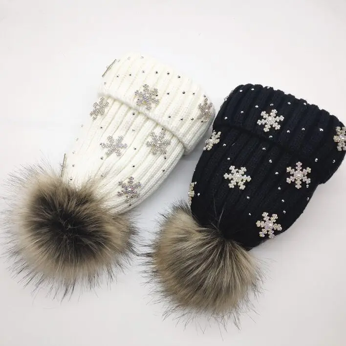 Женские рождественские вязаные шапки теплые плотные плюшевые шапочки со