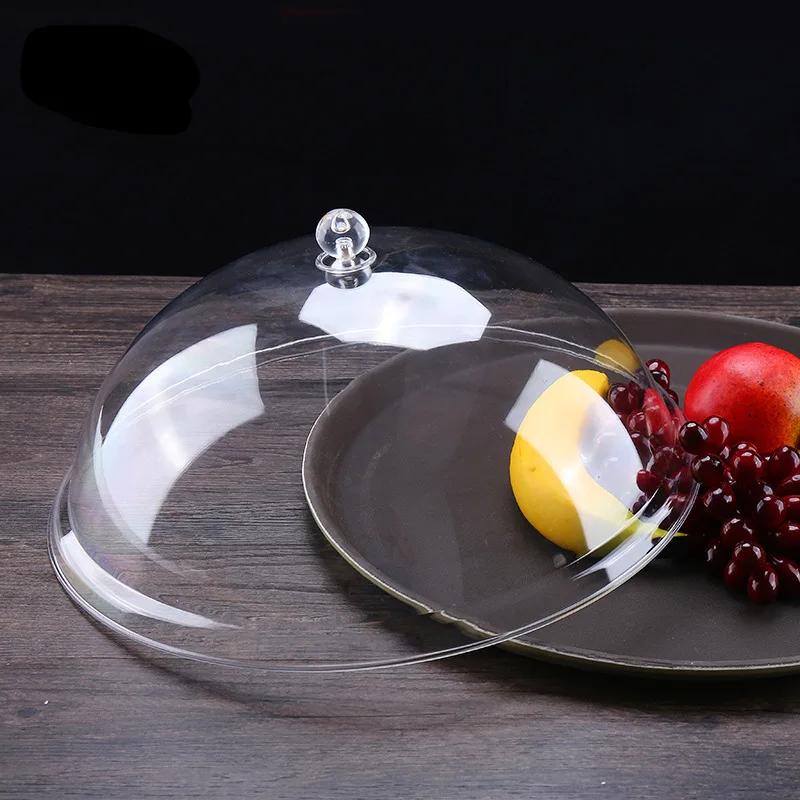Cubierta transparente de acrílico para alimentos, cubierta de plástico circular para verduras, pastel, fruta, cuenco, aperitivos, puede gai