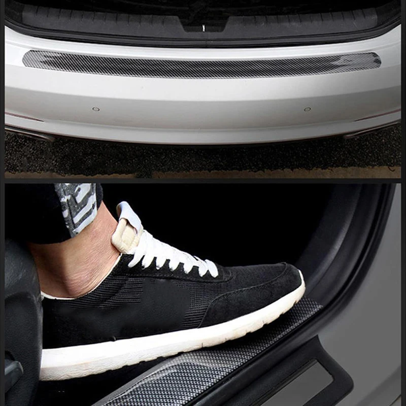 

Carbon Fiber Sill Protector DIY Door Panel Parts Protector Rubber 2.5m*5cm